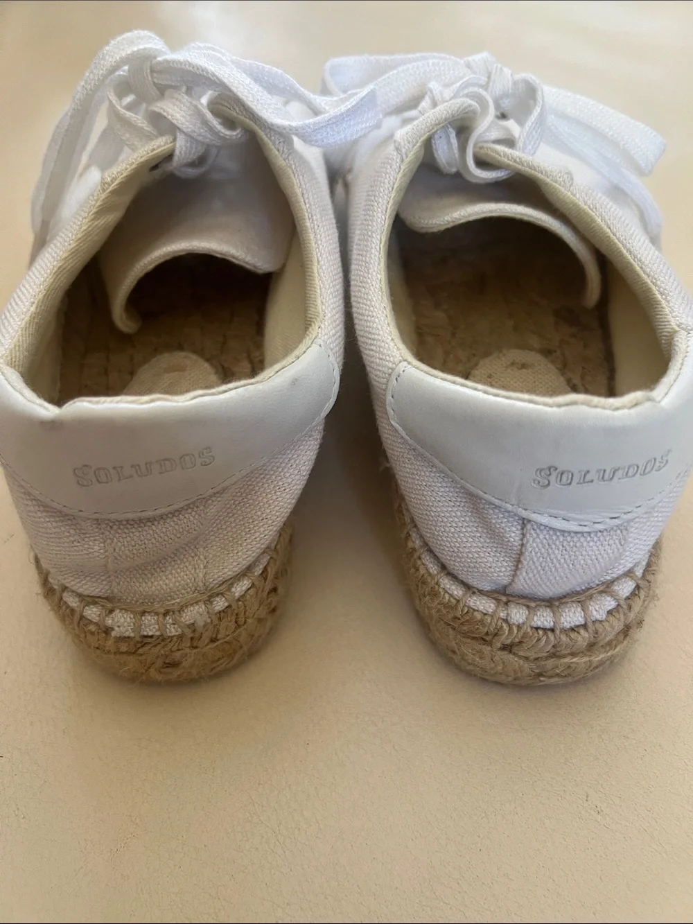 Soludos Women’s Sz 9 White Canvas Lace-Up Espadrille Sneakers